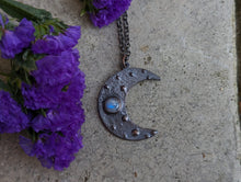 Load image into Gallery viewer, Handmade Moonstone Crescent Moon Pendant
