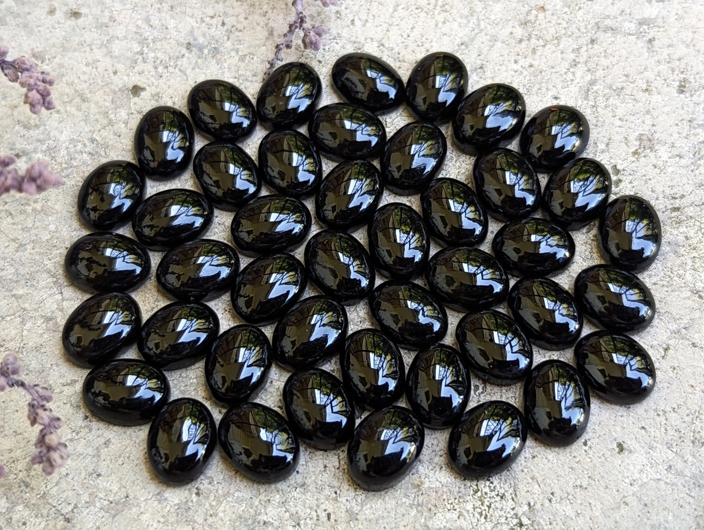 Black Spinel Oval Cabochons - 6x8mm