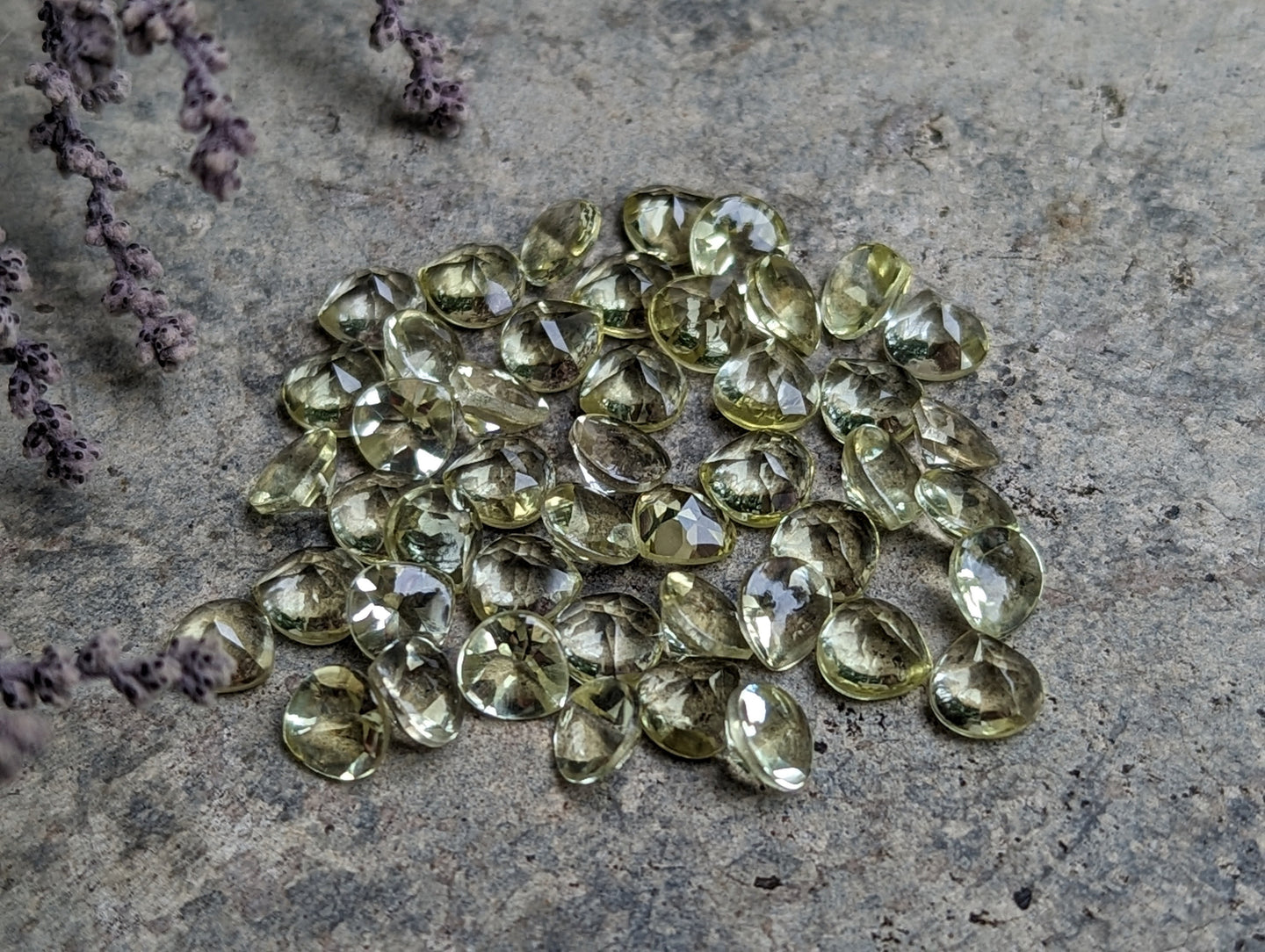 Lemon Quartz Domed Wide Teardrop Facets - 5mm