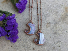 Load image into Gallery viewer, Handmade Amethyst and Agate Druzy Moon and Star Pendant
