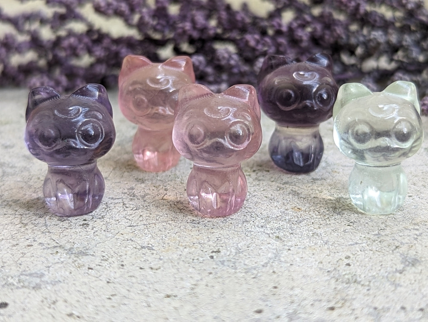 Fluorite Mini Carving - Luna / Artemis / Diana Cat (Sailor Moon)