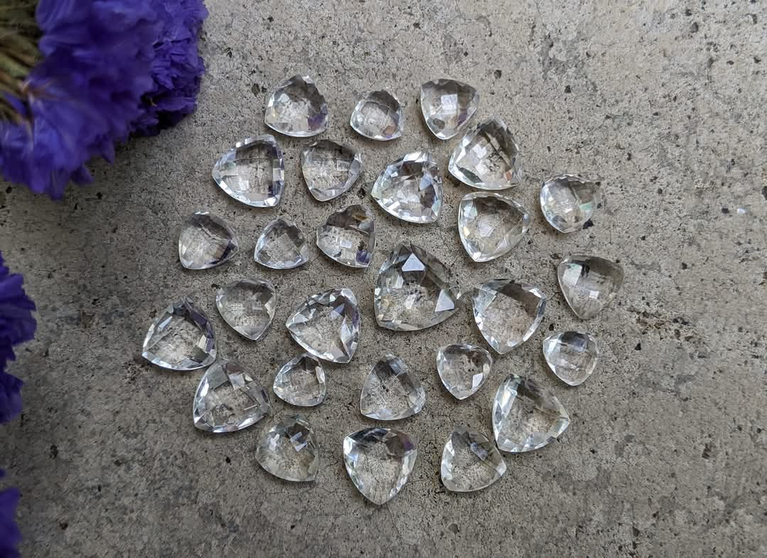 Clear Quartz Trillion Rose Cuts