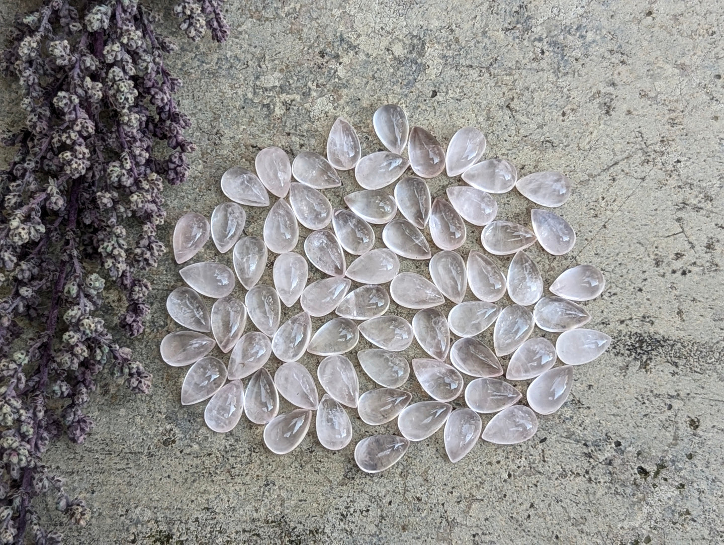 Rose Quartz Teardrop Cabochons - 5x8mm