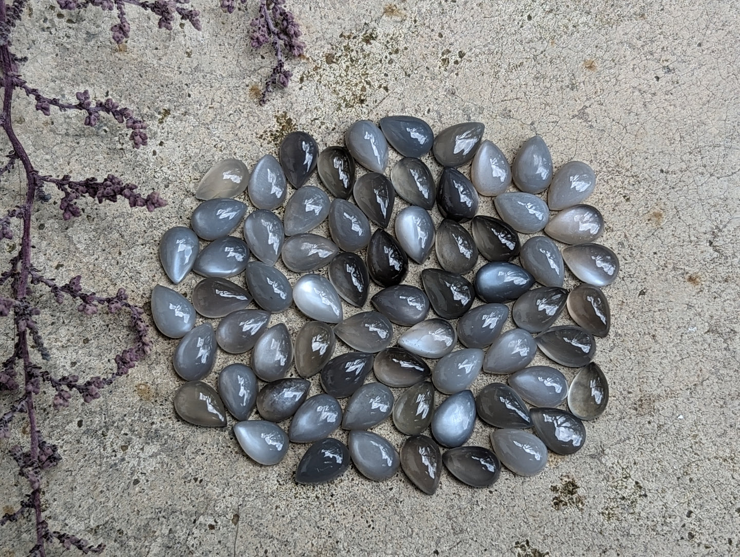 Grey Moonstone Teardrop Cabochons - 6x9mm