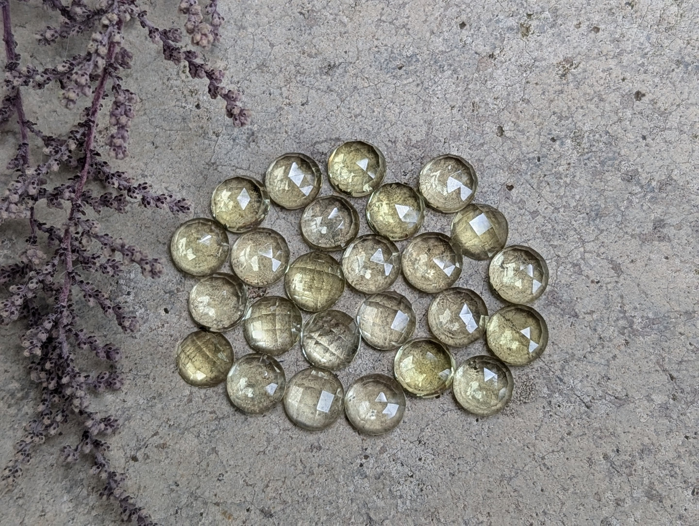 Lemon Quartz Round Rose Cut Cabochons - 8mm