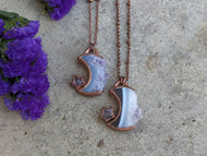 Handmade Amethyst and Agate Druzy Moon and Star Pendant