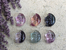 Load image into Gallery viewer, Fluorite Mini Carving - Hello Kitty on Crescent Moon
