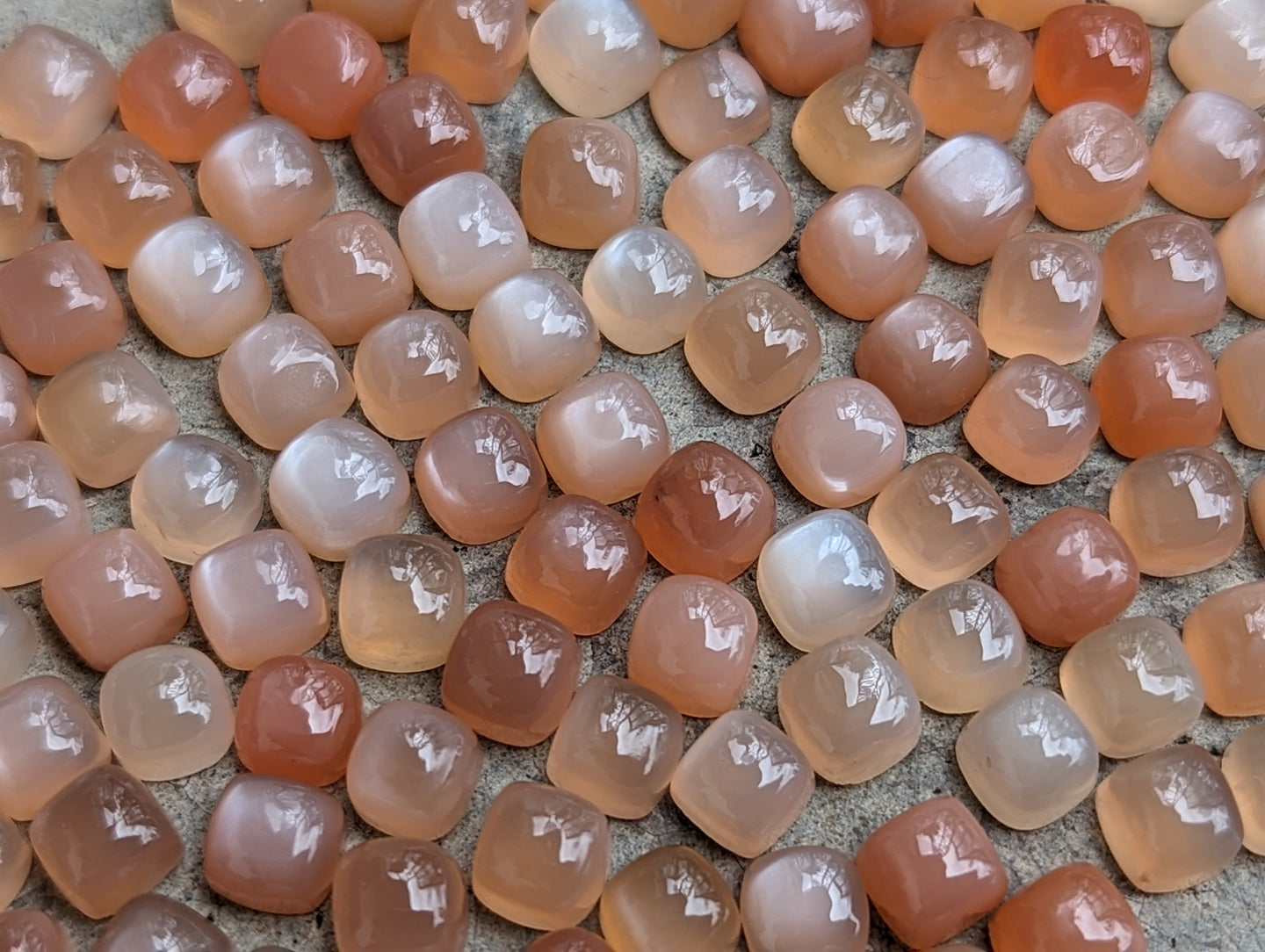 Peach Moonstone Cushion (Square) Cabochons - 5mm