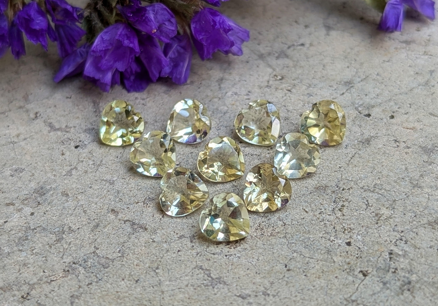 Lemon Quartz Heart Facets - 6mm