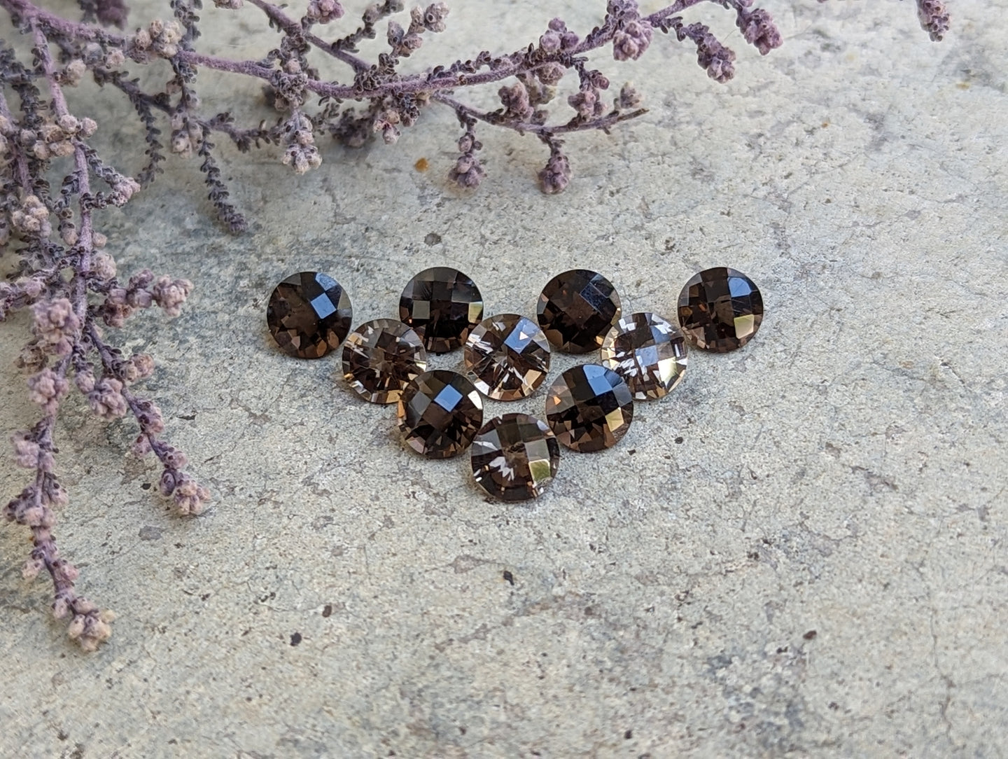 Smoky Quartz Rose Cut Round Facets - 6mm