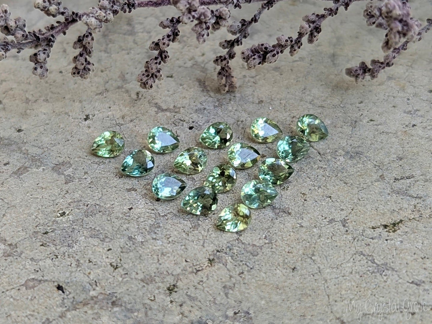 Green Apatite Teardrop Facets - 3x4mm