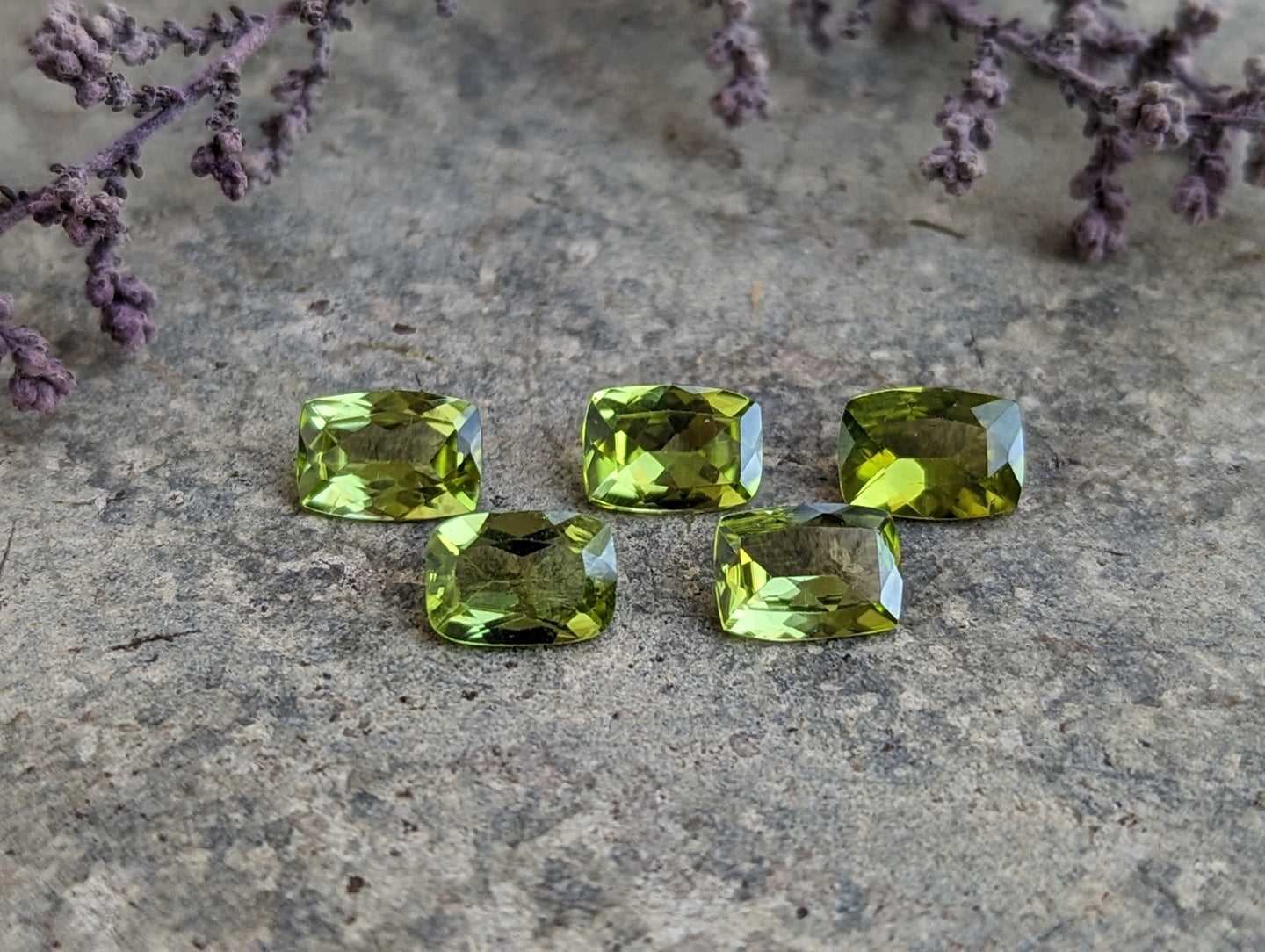 Peridot Rectangle Baguette Facets - 5x7mm