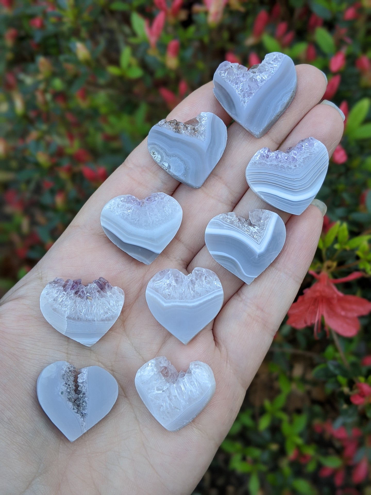 Amethyst and Agate Hearts