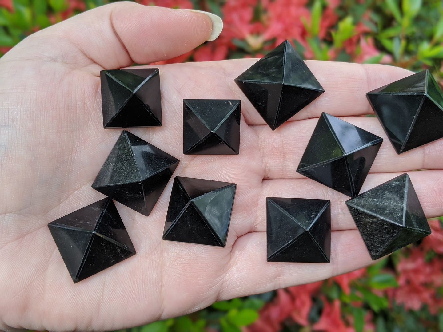 Silver Sheen Obsidian Pyramid