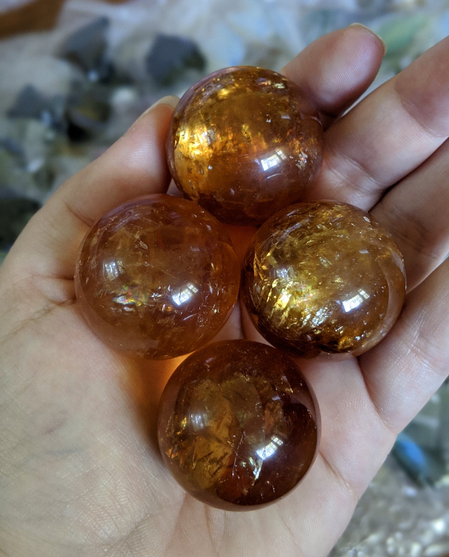 Honey Calcite Spheres