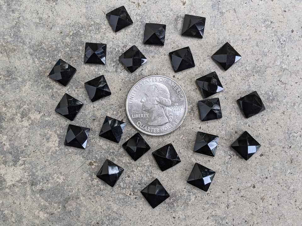 Black Onyx Faceted Pyramid Cabochons