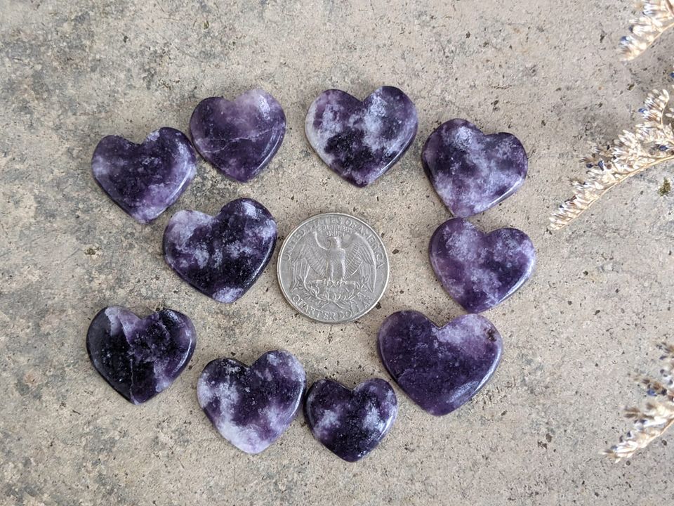 Lepidolite Heart Cabochons