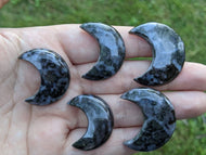 Indigo Gabbro Crescent Moon Cabochons