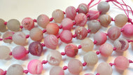 Druzy Agate 10mm Round Beads - Matte Pink
