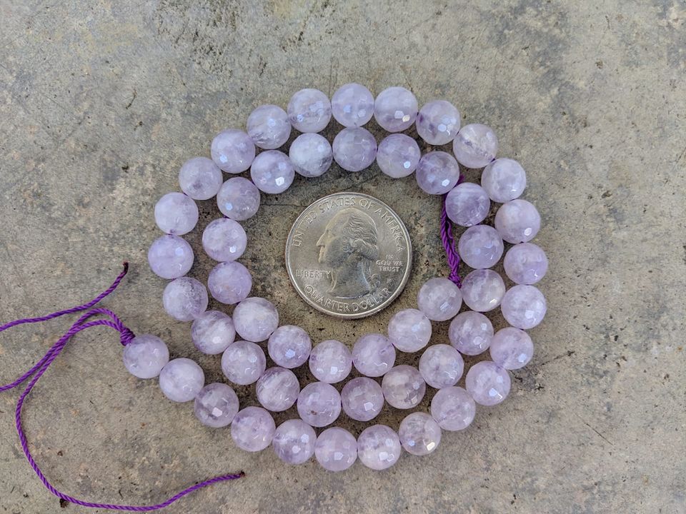 Precision Cut Amethyst 8mm Faceted Round Beads