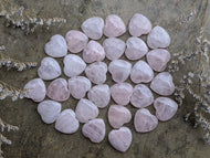 Rose Quartz Hearts (Thin) - Drilled
