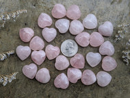 Rose Quartz Hearts (Puffy)- Drilled