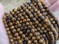 Tigers Eye 8mm Round Beads - Matte