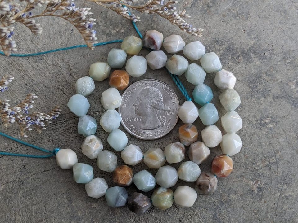 Amazonite 8mm Star Cut Beads