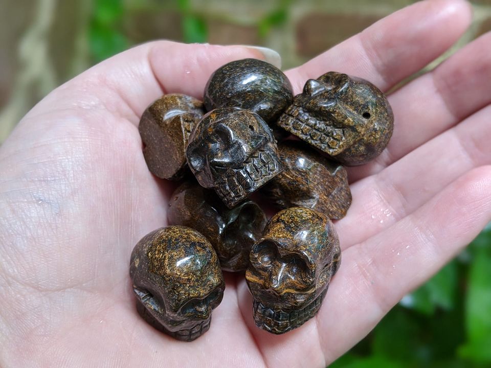 Bronzite Skull Beads