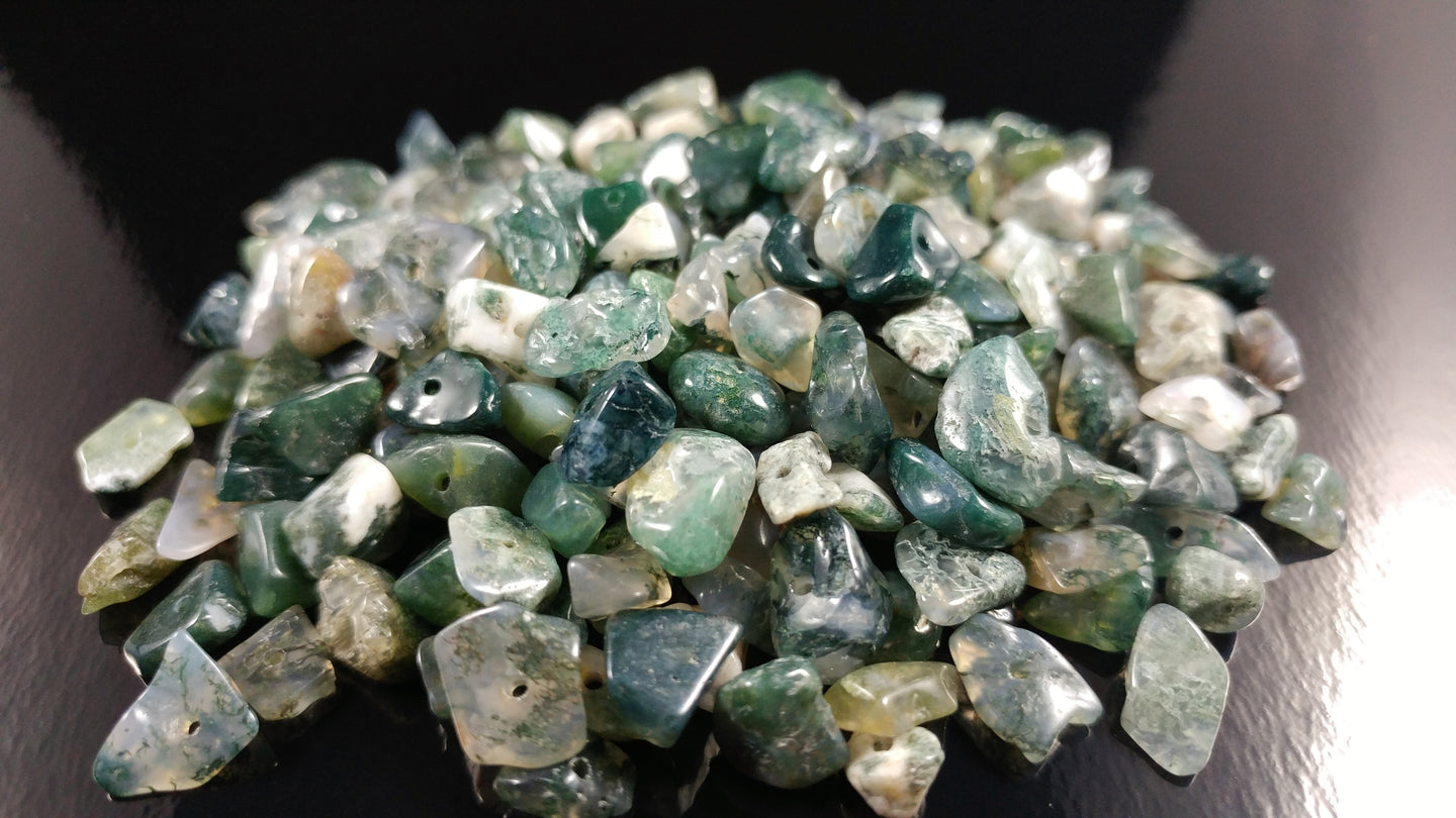 Moss Agate Chip Beads