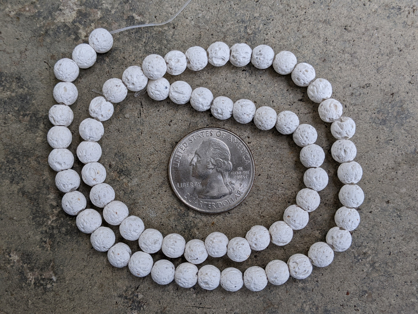 Lava 6mm Round Beads - White