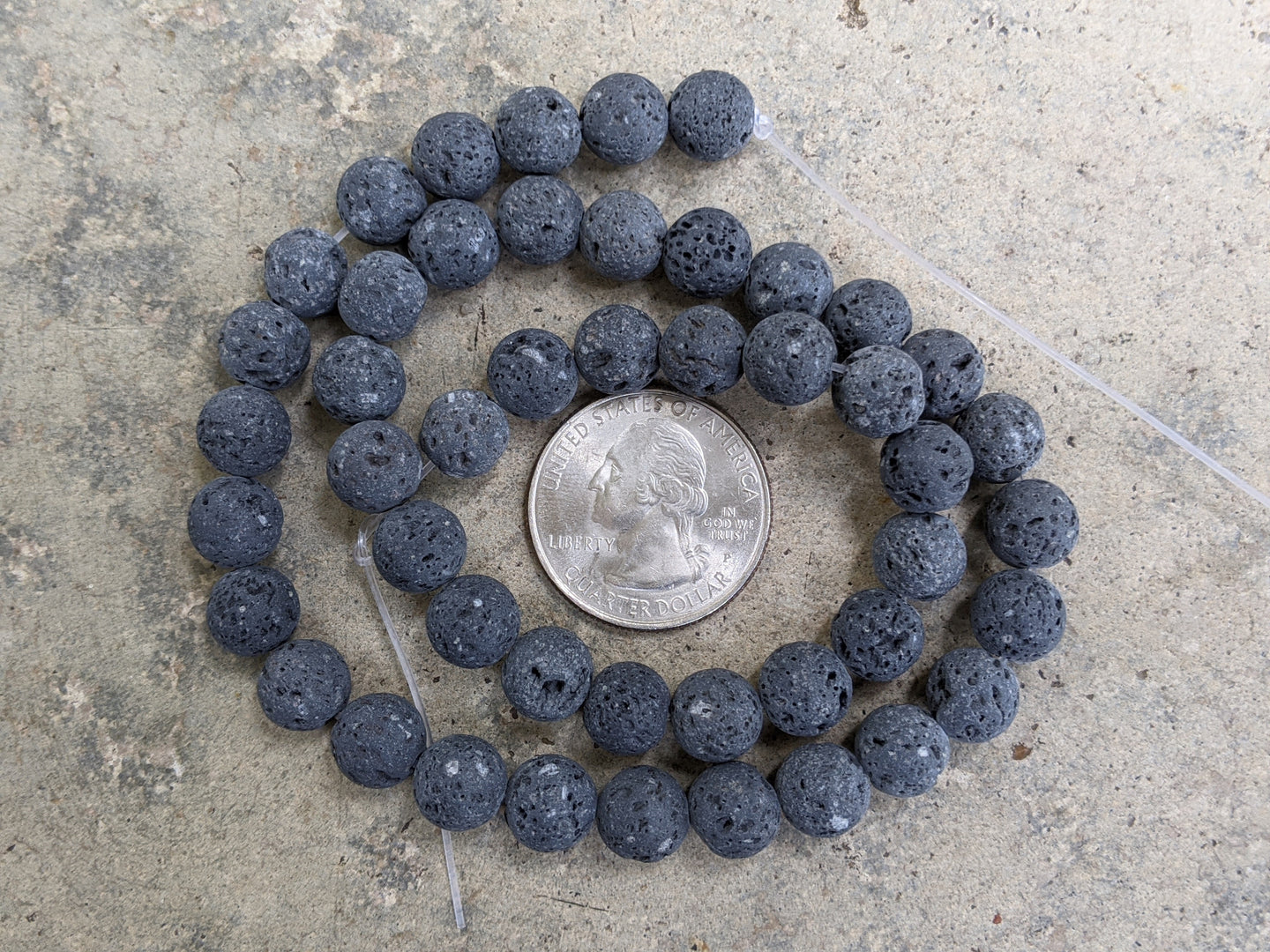Lava 8mm Round Beads - Black