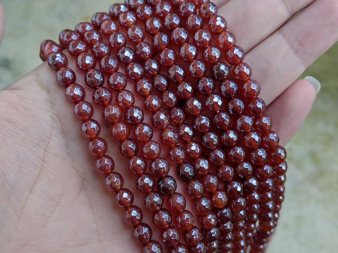 Carnelian (Mystic) Faceted Beads - 6mm