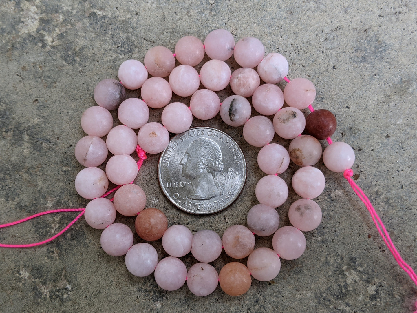 Matte Pink Peruvian Jade 8mm Round Beads