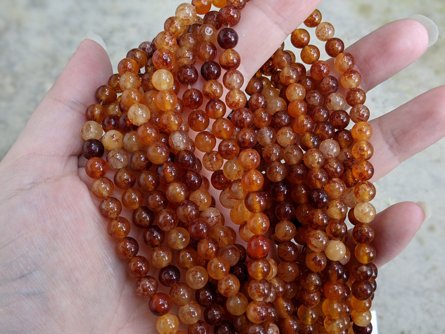 Amber Jade 6mm Round Beads