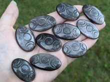 Load image into Gallery viewer, Silver Sheen Obsidian Triple Moon Goddess
