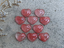 Load image into Gallery viewer, Cherry Quartz Heart Cabochons - 18mm

