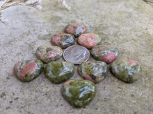 Load image into Gallery viewer, Unakite Heart Cabochons - 18mm
