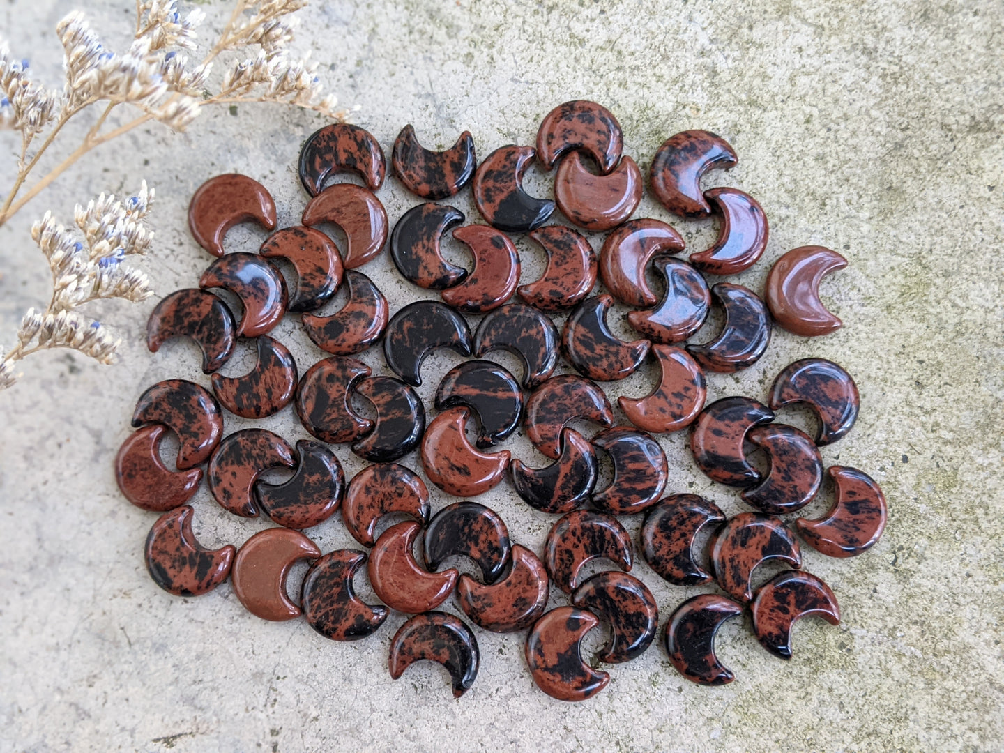 Mahogany Obsidian Crescent Moon Bead