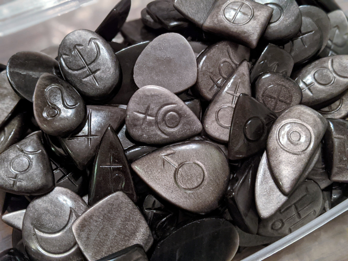 Silver Sheen Obsidian Astrological Planetary Cabochons