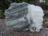 Quartz Druzy Moon Carving