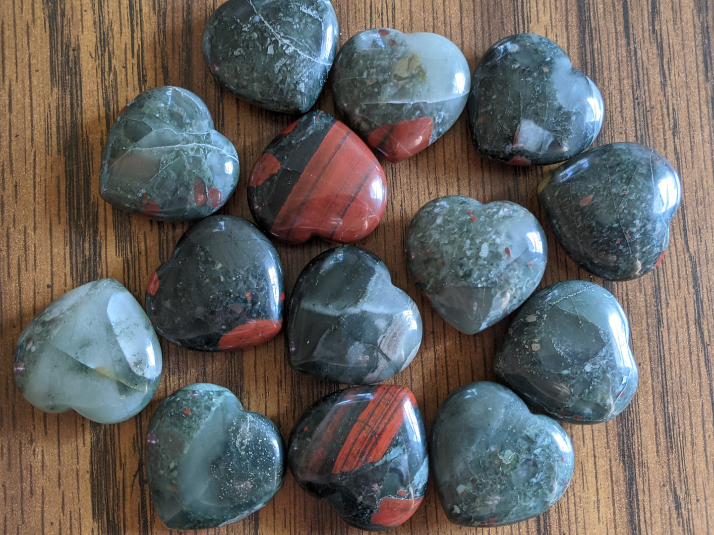 Bloodstone (African) Puffy Hearts