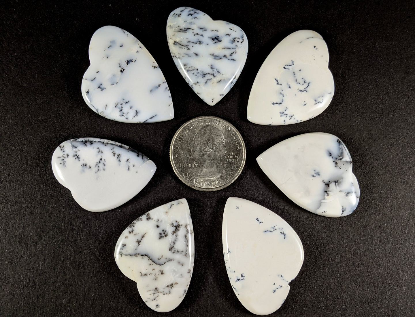 Dendritic Opal Abstract Heart Cabochons