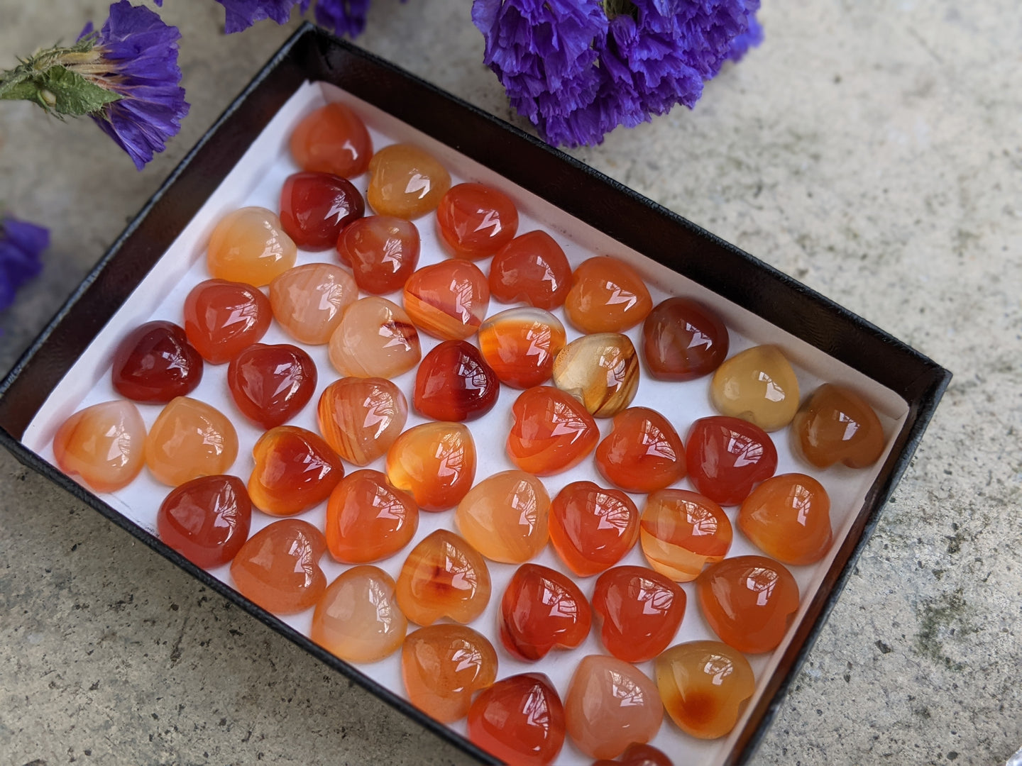 Carnelian Heart Cabochons - 10mm