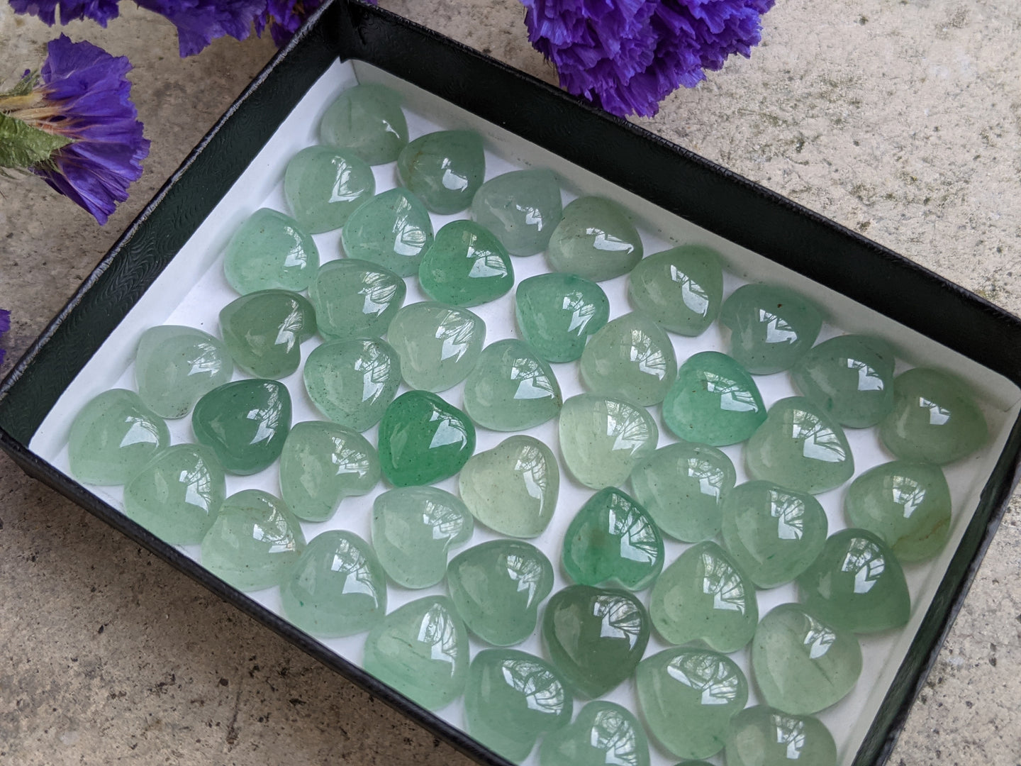 Green Aventurine 10mm Heart Cabochons