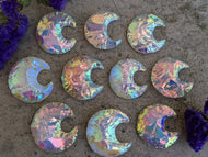 Aura Opalite Knapped Crescent Moons