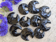 Obsidian Knapped Crescent Moons