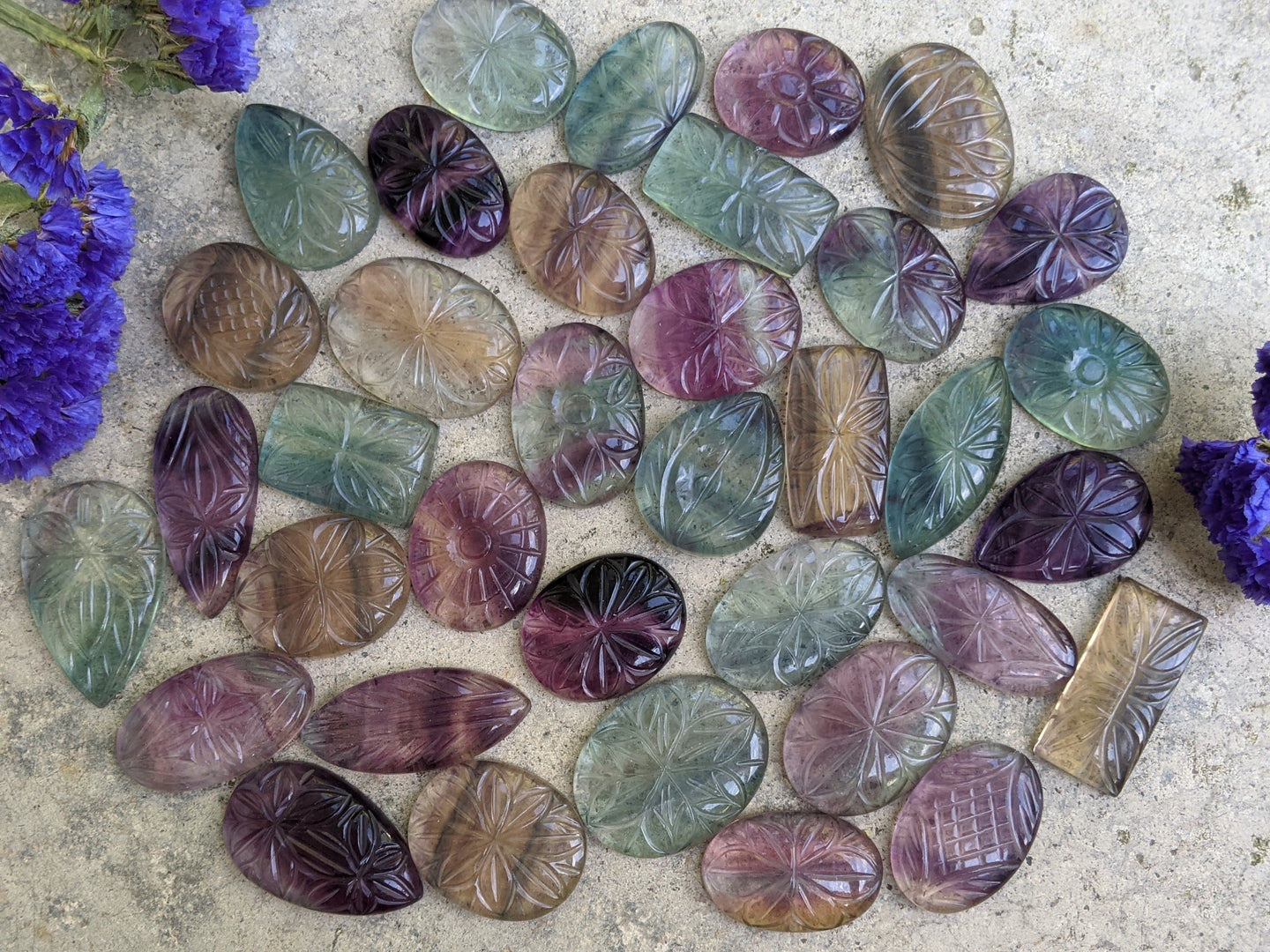 Closeout Fluorite Carved Cabochons