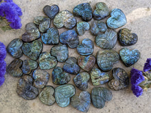 Load image into Gallery viewer, Labradorite Carved Heart Cabochons
