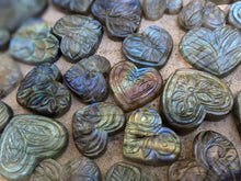 Load image into Gallery viewer, Labradorite Carved Heart Cabochons
